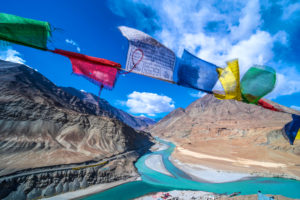 the confluence of Indus and Zanskar rivers